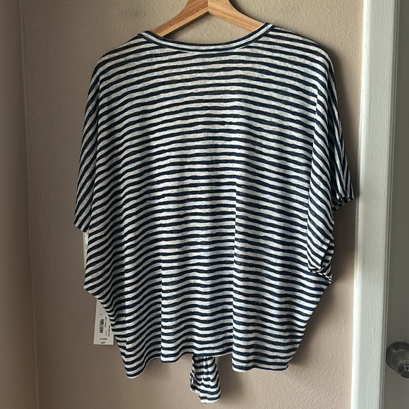 NWT A.N.A. Navy Stripe Tie Front Dolman Sleeve Top - Picture 7 of 7
